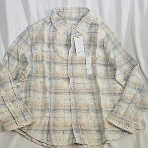 Goodfellow & Co Cream and Blue Casual Shirt with Classic Design